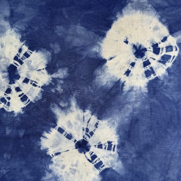Paire De Rideaux Bleu à Pois Shibori - Coton Poids Moyen - Pour Porte-rideau - Neuf