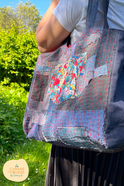 Coudre sac inspiration boro la cabane à coudre tuto débutas disponible sur youtube